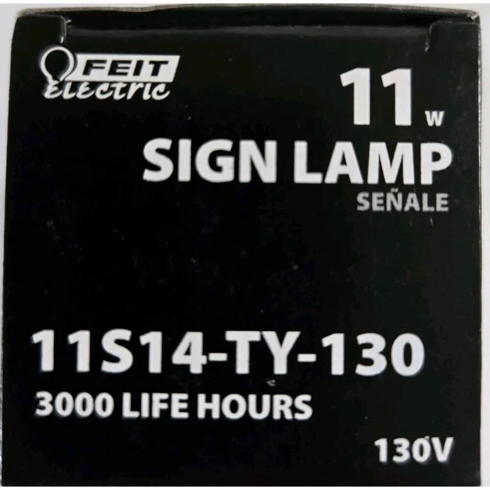 Multi-ColorcFEIT 11 WATT 130 VOLT STANDARD BASE SIGN BULB LAMP - LOT OF 10